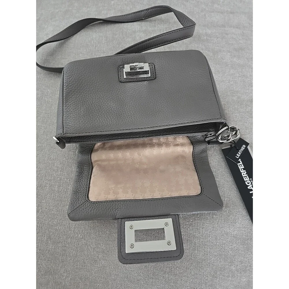 Karl Lagerfeld Paris Women's Agyness Pebble Sm Crossbody LEATHER - Picture 6 of 7